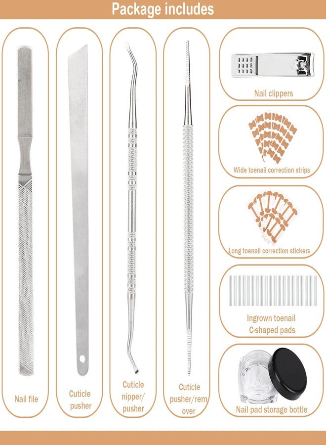 Penitue 16pcs Ingrown Toenail Straighten Set with Breathable Ingrowing Toenail Strips, Professional Pedicure Nail Tool Removal Kit with Clippers File Lifter Cuticle Tools for Men Women Toenails Maintenance - Image 3